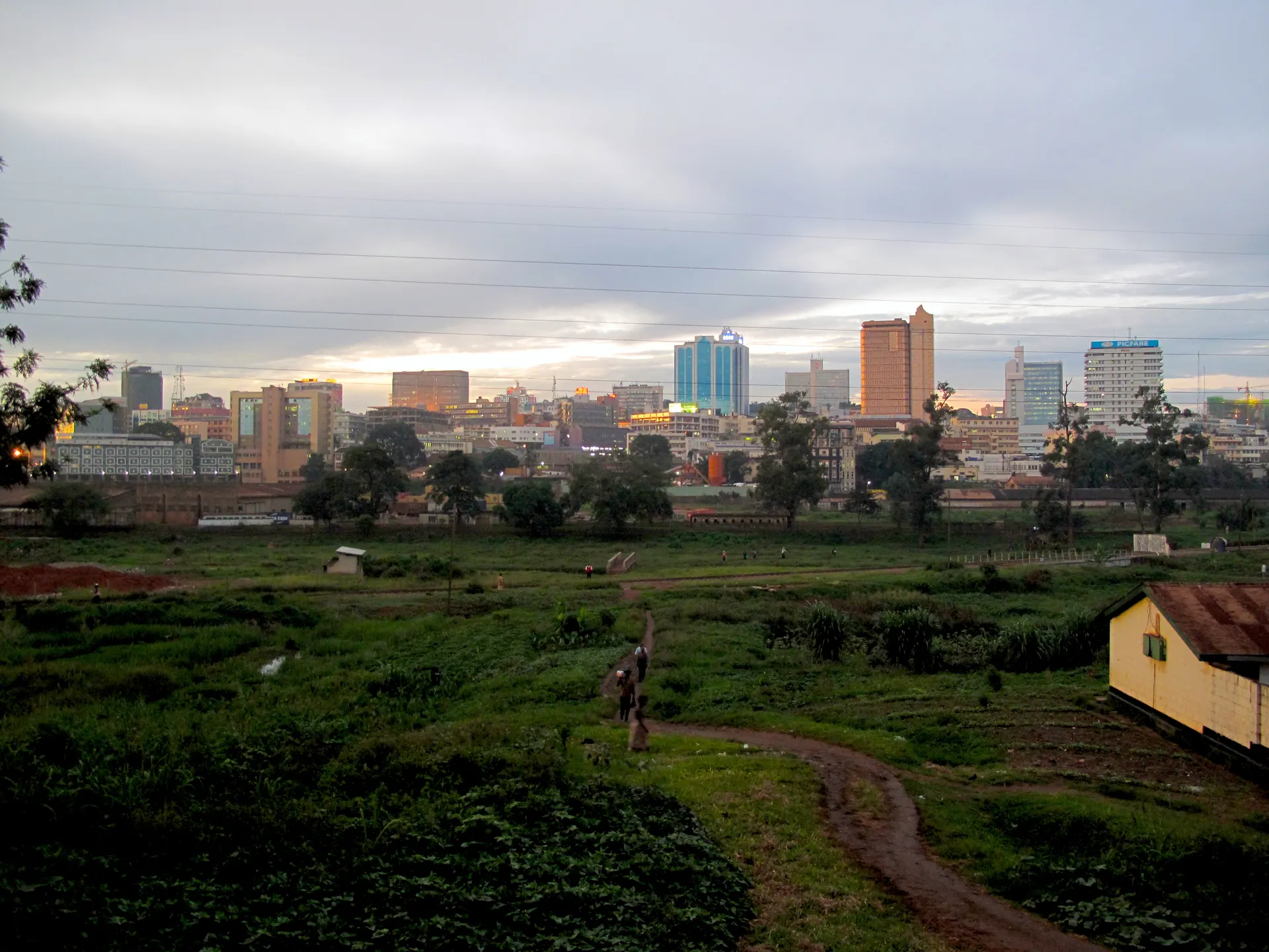 Kampala skyline at dusk